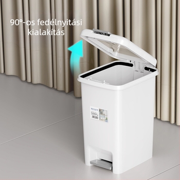 Lábpedálos kuka fedővel, 12 L, hosszúkás hengeres alakú, otthonra, konyhába, fürdőszobába és irodába
