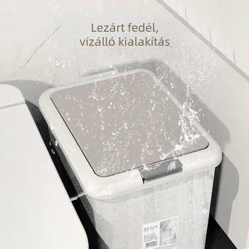 Lábpedálos kuka fedővel, 12 L, hosszúkás hengeres alakú, otthonra, konyhába, fürdőszobába és irodába