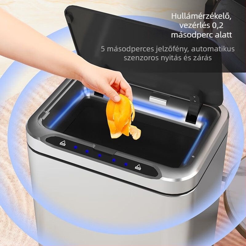 Mayflower intelligens szenzoros kuka fedéllel, rozsdamentes acélból, indukciós nyitás-zárás, kapacitás 4 L alatt, otthon, konyha, nappali és iroda számára