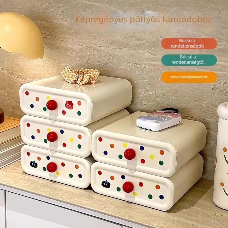 Dopamine asztali kozmetikai fiókos doboz — modern műanyag tároló otthonra és kollégiumba