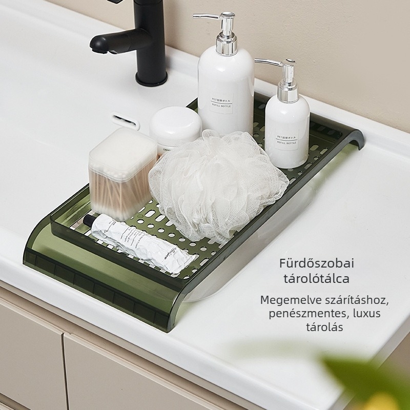 Műanyag többfunkciós konyhai mosogató lefolyóállvány edényekhez