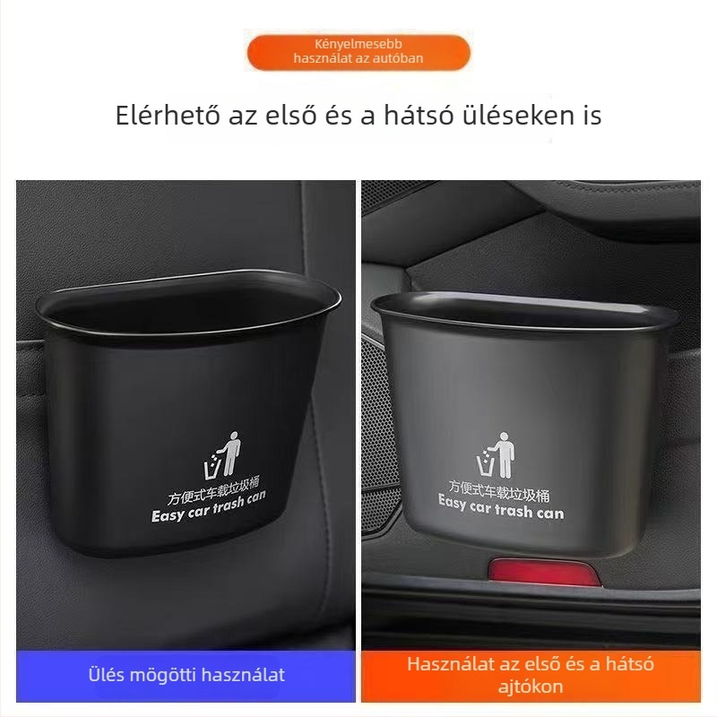 Autóba szerelt szemetes, ajtóra akasztható tároló, első üléshez multifunkcionális tároló – belső autó kiegészítő