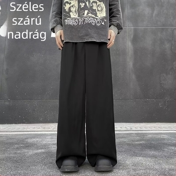 Férfi drapírozott nadrág, egyenes szabás, laza, magas minőségű széles lábú nadrág, japán hatású casual hosszú nadrág, 2025-ös modell