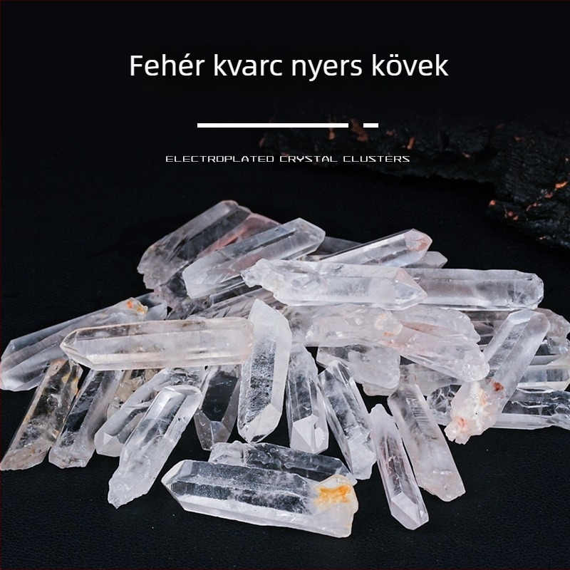 Természetes fehér kristály hexagonális prismával — egyszem kristálysáv és kristályoszlop, nyers kő művészeti darab