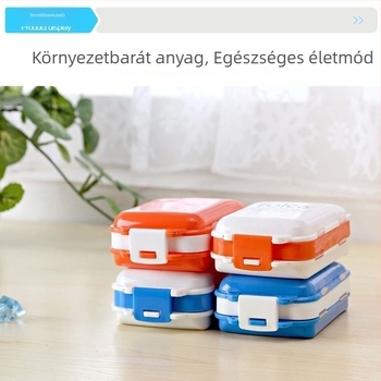 8 rekeszes hordozható gyógyszeres doboz egyhetes utazáshoz, egyfedeles, kompakt tabletták és kapszulák tárolója