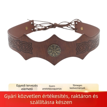 Középkori fejfedő hullám mintázattal, észak-európai Viking-stílusú vintage cosplay kellék