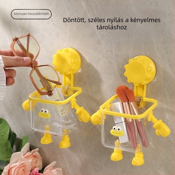 Falra szerelhető fürdőszobai szemetes szívókorongos kivitelben, törölközőtárolóval, aranyos mini kuka a mosdóhoz