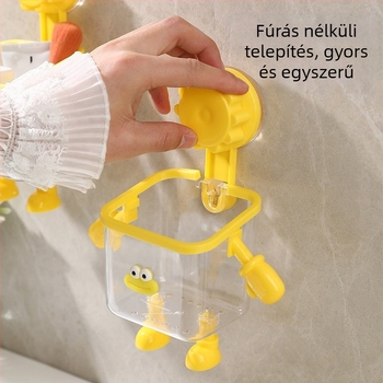 Falra szerelhető fürdőszobai szemetes szívókorongos kivitelben, törölközőtárolóval, aranyos mini kuka a mosdóhoz
