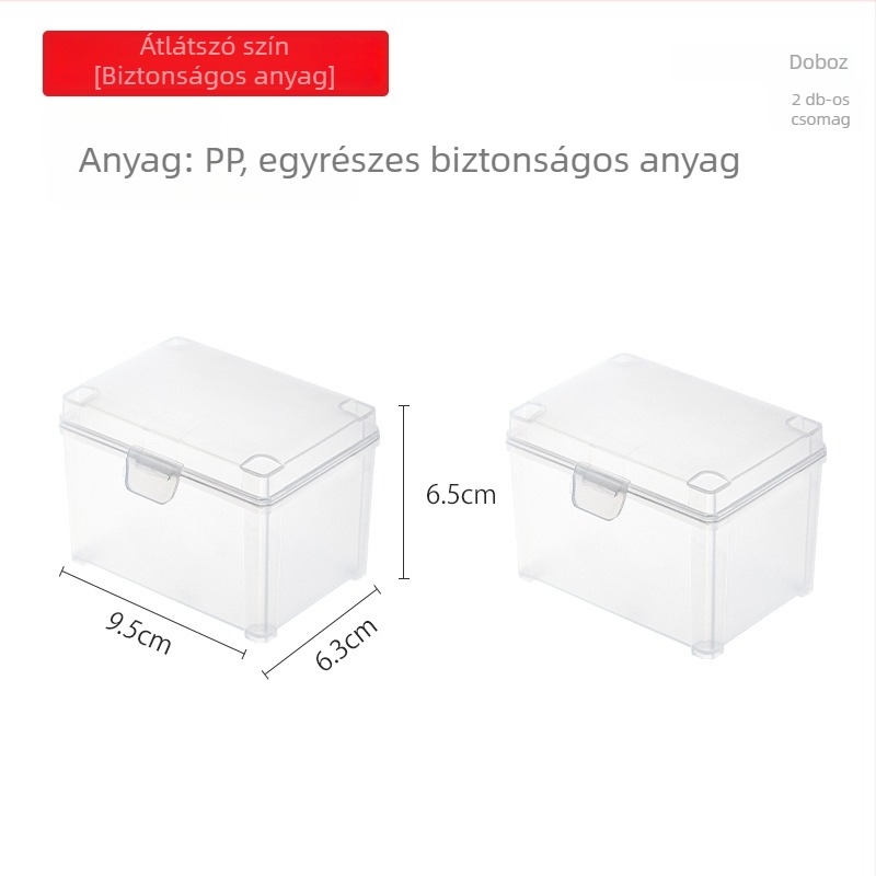 Japán stílusú, egymásra helyezhető kozmetikai vattakorongok tároló doboz átlátszó fiókkal és fedéllel, 2 darab, méretei 9,5 × 6,5 × 6,3 cm.