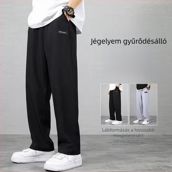 Férfi Ice Silk nadrág nyárra, casual, gyűrődésálló, egyenes és széles szárú