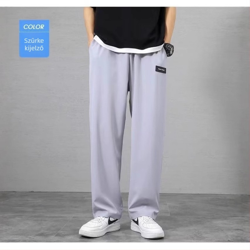Férfi Ice Silk nadrág nyárra, casual, gyűrődésálló, egyenes és széles szárú
