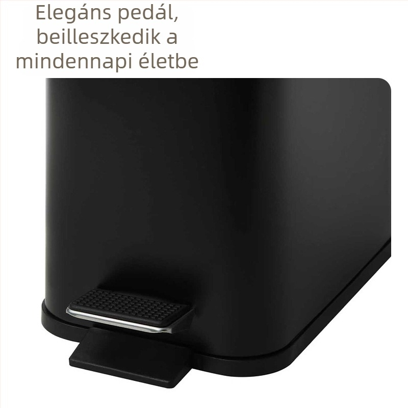 5 literes szemetes fedővel, négyszögletes alakú, lábpedállal, otthonra és irodára, csendes működés
