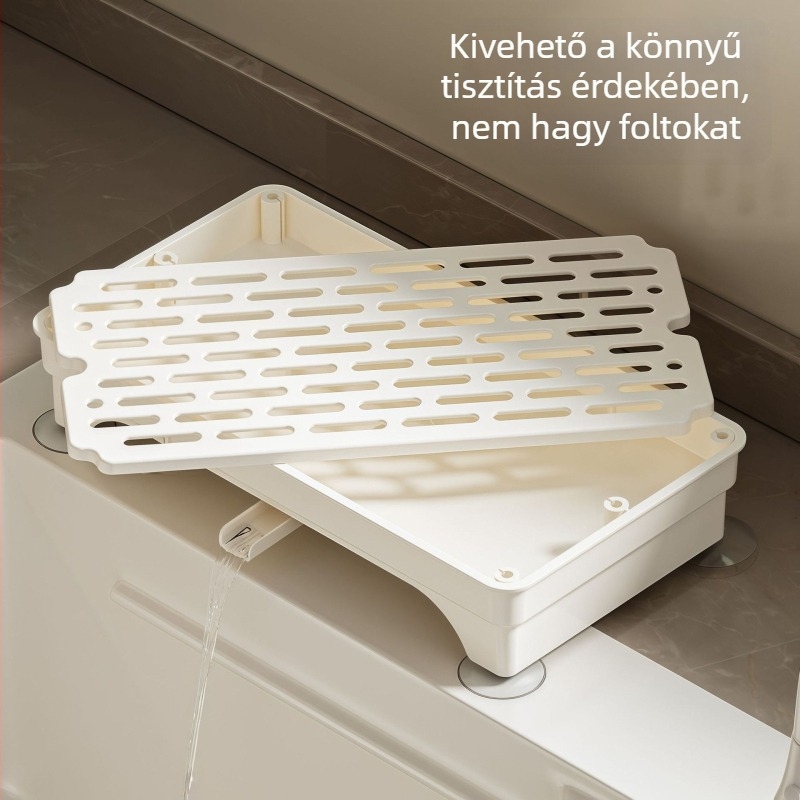 Konyhai pult mellé helyezhető lefolyóállvány törölköző- és rongytárolóval a mosogatóhoz