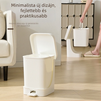 Lábpedállal működő műanyag szemetes fedővel, 10 L, négyzet alakú, otthoni használatra – konyha, nappali, hálószoba, fürdőszoba