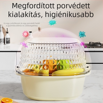 Többfunkciós, dupla rétegű konyhai leeresztő kosár zöldségek mosásához és gyümölcsök tárolásához
