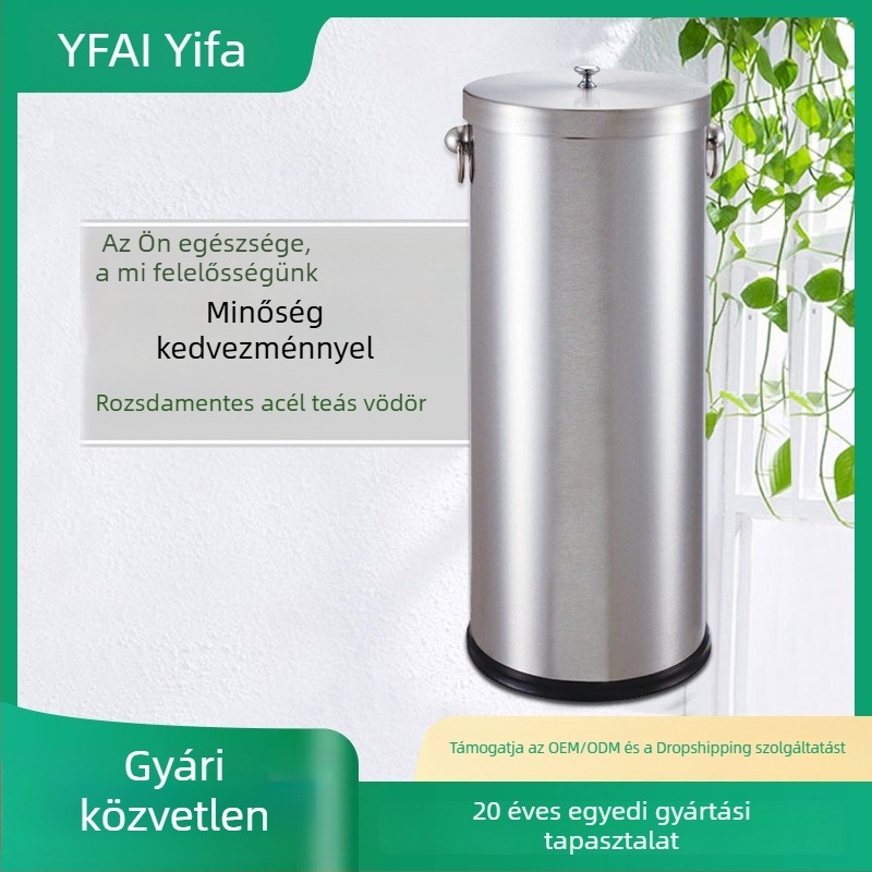 Rozsdamentes acél teás vödör, otthoni használatra, kör alakú hordó formájú a tealevelek maradékainak lefolyásához