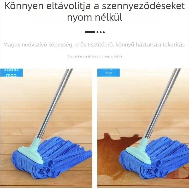 Szarvasbőr velúr padló-mop rozsdamentes acél nyéllel — vízfolt-mentes, szöszmentes, kiváló nedvszívó
