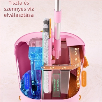 Meitianle lapos mop, rózsaszín, szennyeződés eltávolítása, érintésmentes használat, háztartási, antibakteriális, szétszedhető és mosható