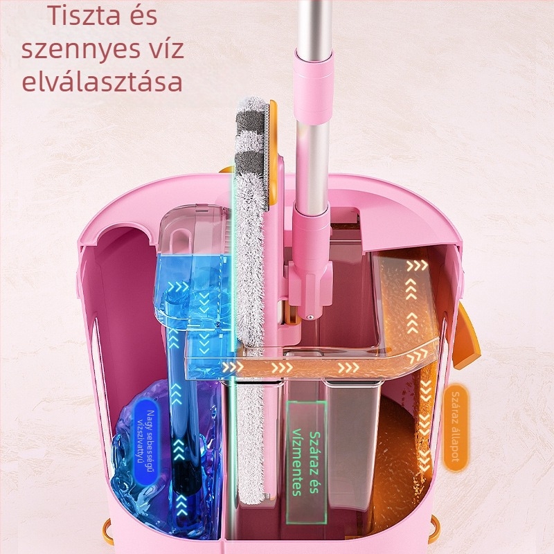 Meitianle lapos mop, rózsaszín, szennyeződés eltávolítása, érintésmentes használat, háztartási, antibakteriális, szétszedhető és mosható