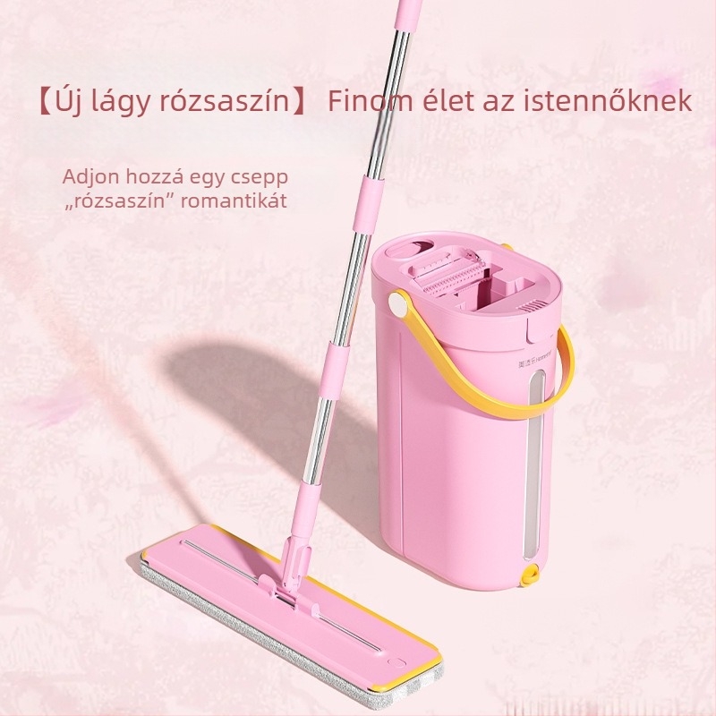 Meitianle lapos mop, rózsaszín, szennyeződés eltávolítása, érintésmentes használat, háztartási, antibakteriális, szétszedhető és mosható