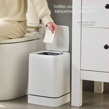 Négyzet alakú, kétszintes műanyag szemetes fedéllel, nappaliba, konyhába és fürdőszobába