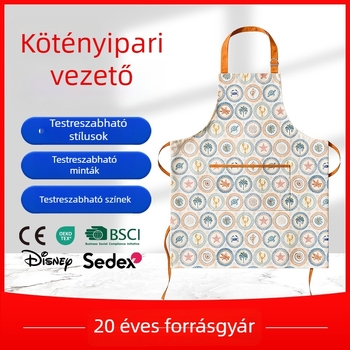 Személyre szabható pamut kötény háztartási mintával, vízálló, felnőtteknek, konyhai és otthoni használatra, uniszex