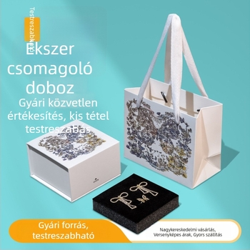 Aranyozott pillangó-virág mintás flip-top ékszerdoboz, 10×10 cm, gyűrűk, nyakláncok és karkötők számára
