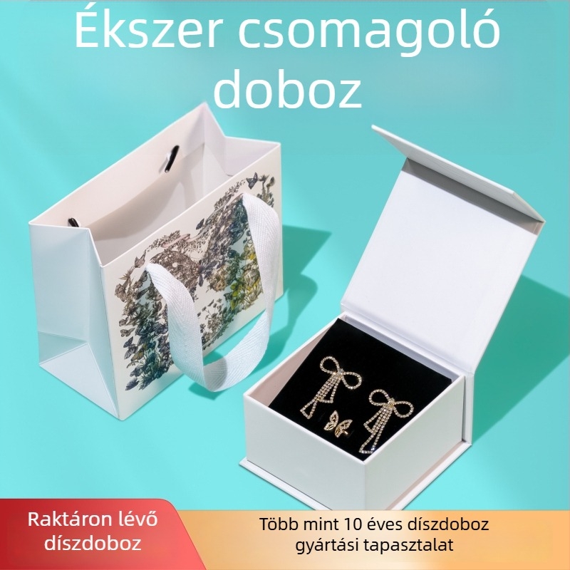Aranyozott pillangó-virág mintás flip-top ékszerdoboz, 10×10 cm, gyűrűk, nyakláncok és karkötők számára