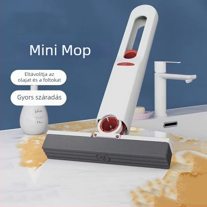 Asztali mini mop abszorbens szivaccal, kézben tartható, mosható, kendő helyettesítő a konyha tisztításához