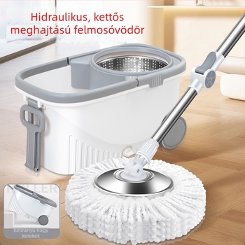 Forgó mop, egyben, kéz nélküli kicsavarású vödörrel, otthoni tisztításhoz
