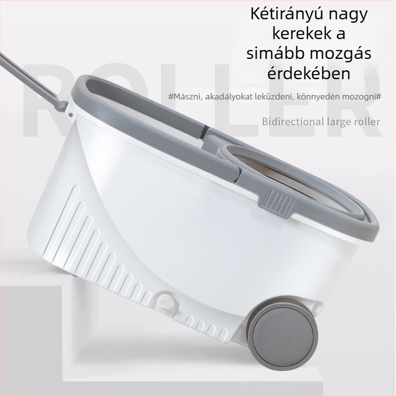 Forgó mop, egyben, kéz nélküli kicsavarású vödörrel, otthoni tisztításhoz