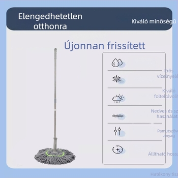 Otthoni forgó mop érintésmentes kinyomással, pamut mop, nagy nedvszívó kapacitás padlók tisztítására