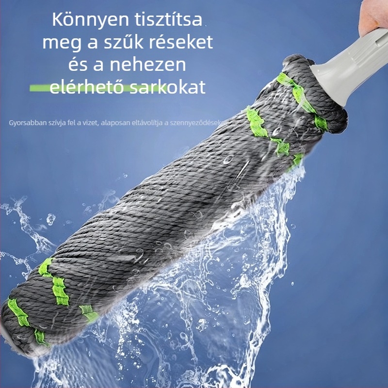 Otthoni forgó mop érintésmentes kinyomással, pamut mop, nagy nedvszívó kapacitás padlók tisztítására