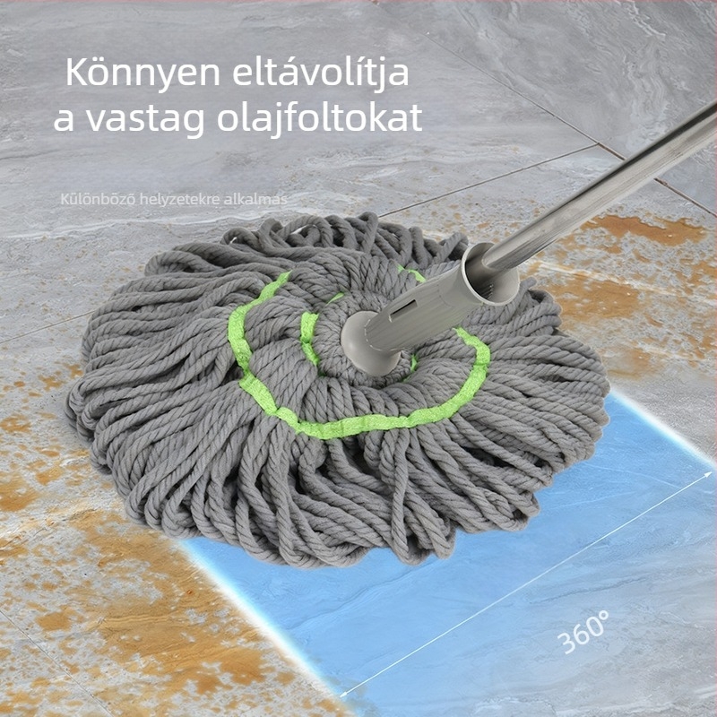 Otthoni forgó mop érintésmentes kinyomással, pamut mop, nagy nedvszívó kapacitás padlók tisztítására