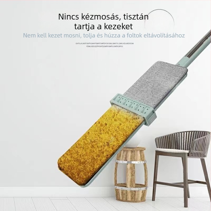 1,5 m-es nagy méretű kéz nélküli mop, lusta mop, háztartási rozsdamentes acél mop