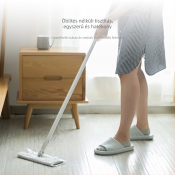 NetEase gondosan kiválasztott sík mop háztartási használatra, abszorbe chenille mop rozsdamentes acélrúddal