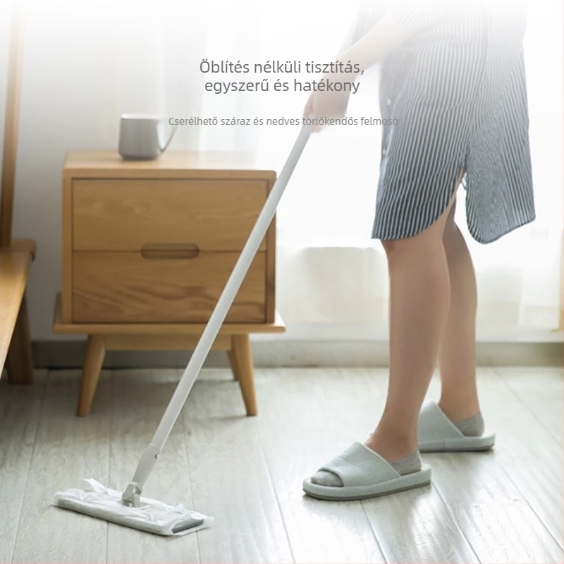 NetEase gondosan kiválasztott sík mop háztartási használatra, abszorbe chenille mop rozsdamentes acélrúddal