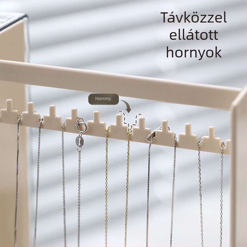 FaSoLa Ékszeres tároló doboz – modern minimalist kiállítóállvány fülbevalók és nyakláncok számára, oxidáció elleni védelem, PET anyag, Off-White