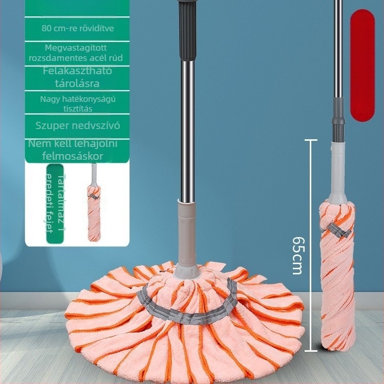 Kéz nélküli háztartási mop, forgó automatikus kinyomó fejjel, mikroszálas padló-mop