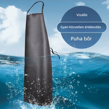 PU bőr vállpántos kötény, vízálló és olajálló, hosszított kivitel, konyhára, uniszex
