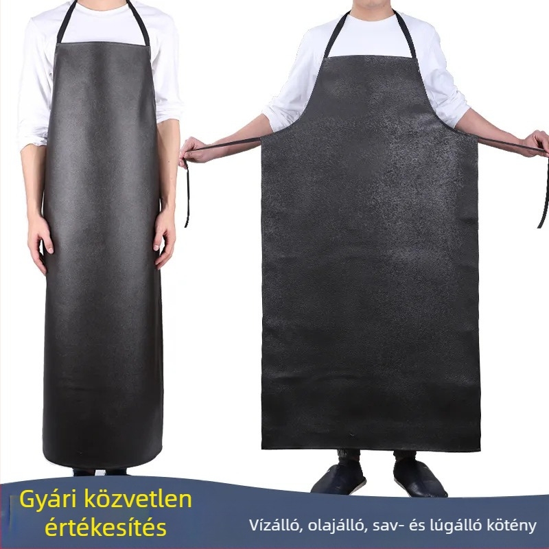 PU bőr vállpántos kötény, vízálló és olajálló, hosszított kivitel, konyhára, uniszex
