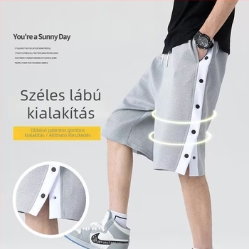 Férfi kosárlabda sport rövidnadrág, laza illeszkedés, széles lábszár, egyenes szabás, városi stílus