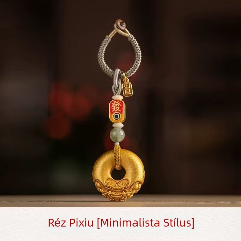 Kínai stílusú medálos kulcstartó, talizmán motívummal, kézzel készített autókulcstartó