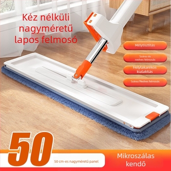 50 cm-rel hosszabbított lapos felmosó háztartási használatra, forgó fej, teleszkópos hossz 1,5 m, száraz és nedves tisztítás