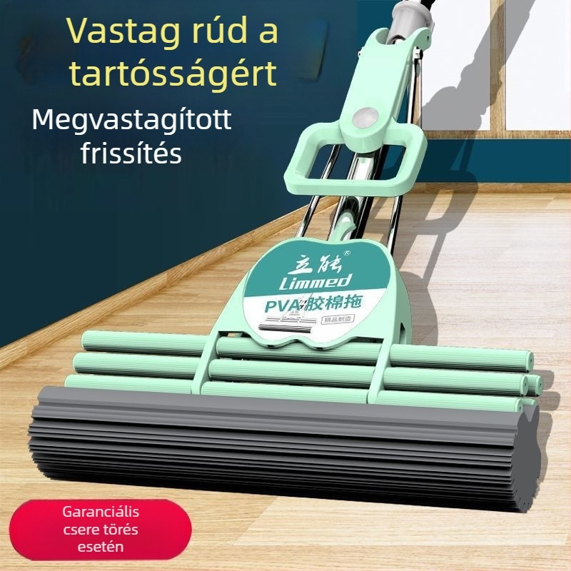Beépített nyéllel ellátott háztartási szivacsos mop, tartós, nedvszívó, egy lépéses tisztítás