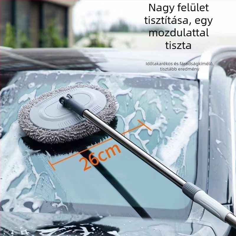 Autómosó kefék készlete puha sörtéjű kefékkel és teleszkópos hosszú nyéllel