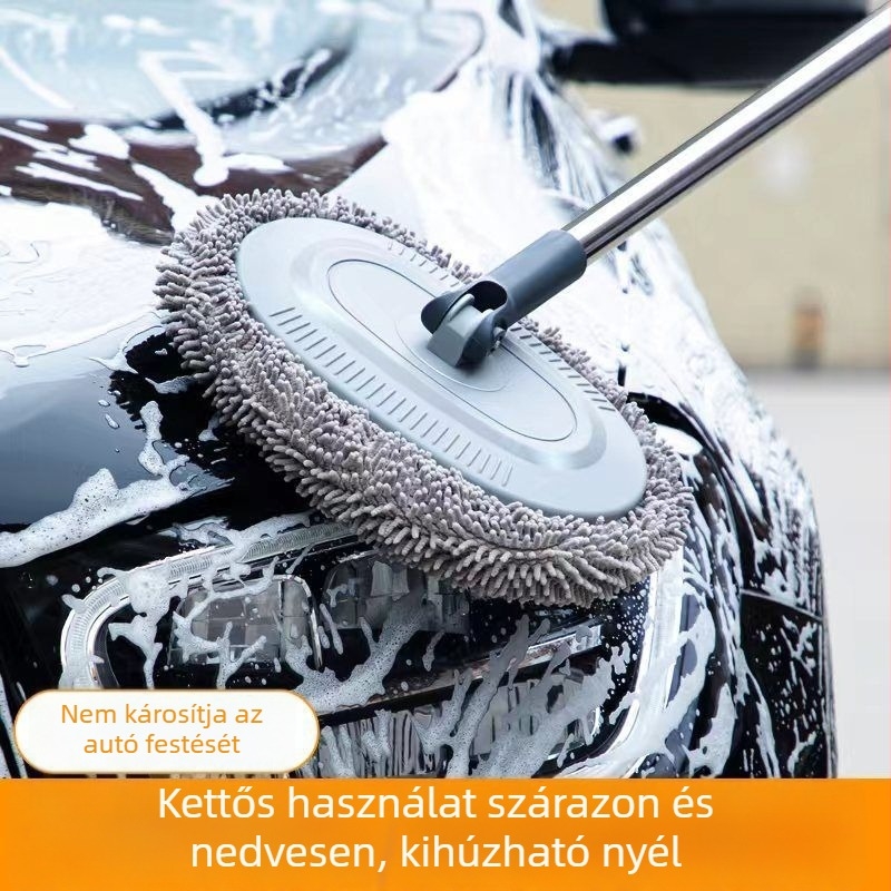 Autómosó kefék készlete puha sörtéjű kefékkel és teleszkópos hosszú nyéllel