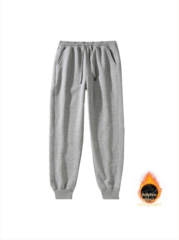 420 g pamut fleece férfi sportnadrág, téli, laza szabás, panelos varrás, mandzsetta, belső meleg fleece
