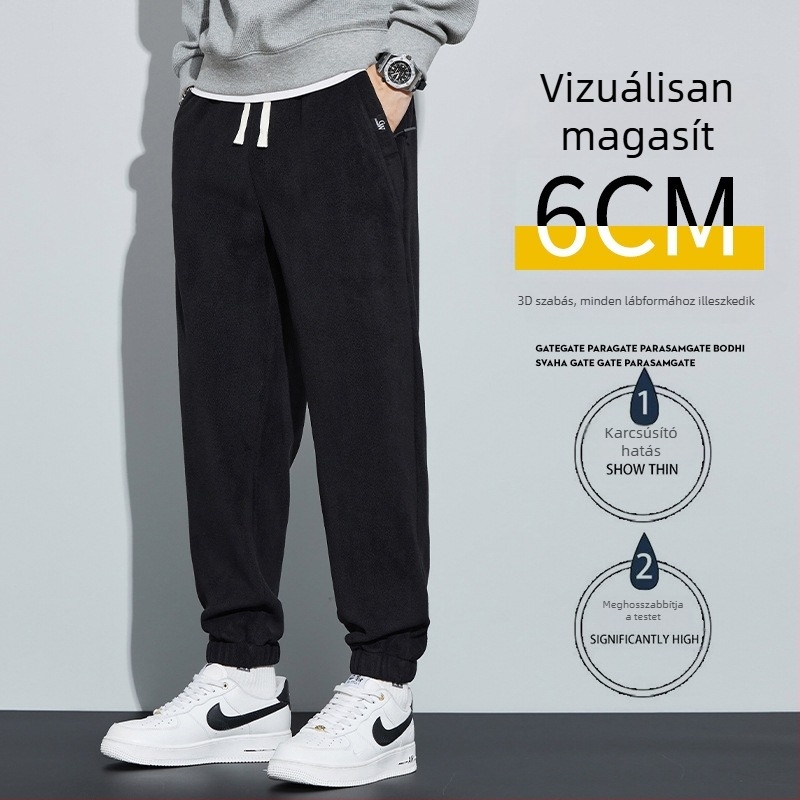 Téli férfi sportnadrág fleece béléssel, dupla oldalú fleece, koreai stílusú, vastag, kényelmes