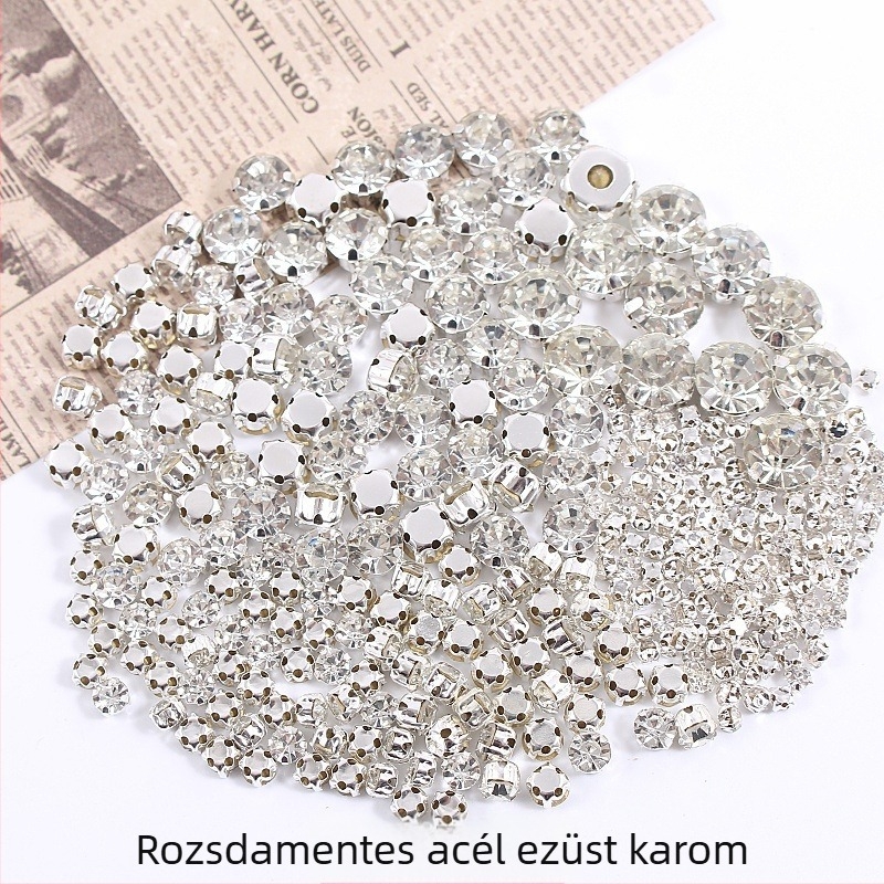 Négy lyukú üveg kristályok kézi varráshoz, DIY telefontokhoz, körömdíszítéshez és kiegészítőkhöz